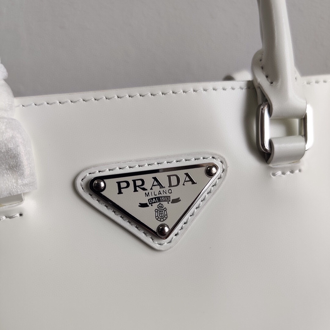 Prada Mini Leather Bucket Bag Shoulder Bag White 1BA331